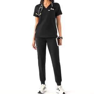 Figs Technical Collection Scrub Set Zamora Jogger Catarina Top Sz S Black